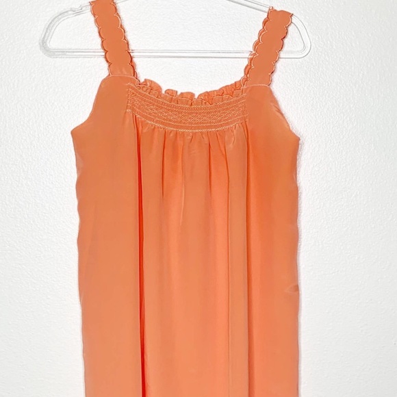 Vintage Peach Embroidered Scallop Lounge Slip Dress - Picture 5 of 10